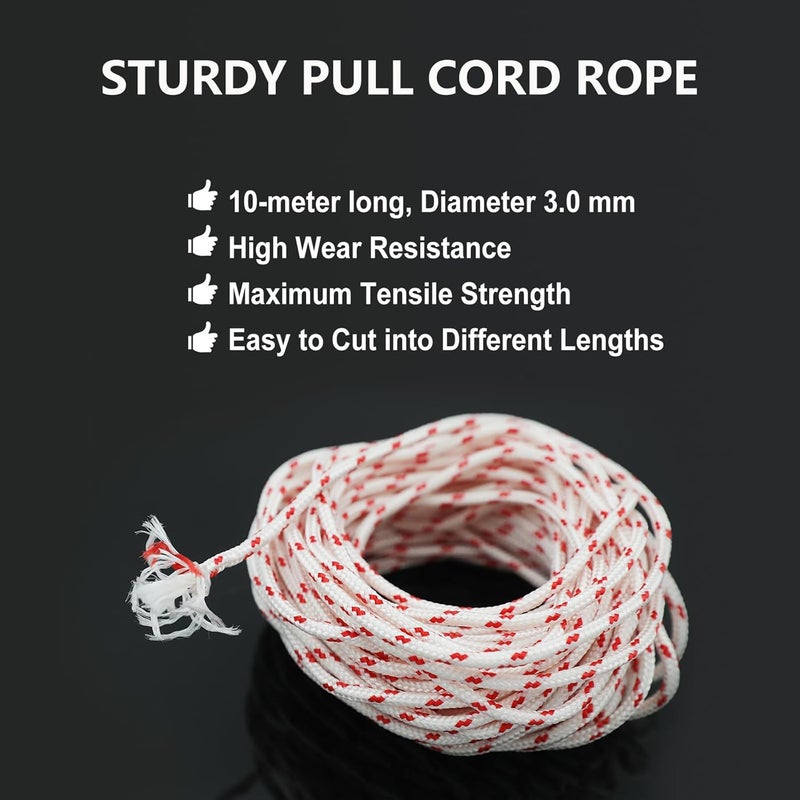 Opzour 3Pcs Starter Handle with 10m Recoil Pull Cord, 3.0mm Starter Rope and Recoil Handle Fit for Stihl, Homelite, Craftsman, Poulan, Husqvarna, Echo, Lawn Mowers, String Trimmers, Chainsaws, Weed Eaters - Image 3